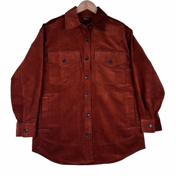 Madewell Womens Corduroy Twill Oversized Thick Shirt-Jacket XS Mahogany NWT $118 - Picture 11 of 11